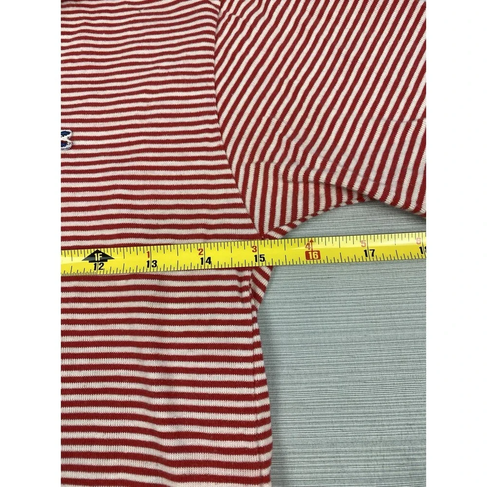 Vintage Izod Lacoste Shirt Youth Size 18 Red Striped Short Sleeve Blue Crocodile